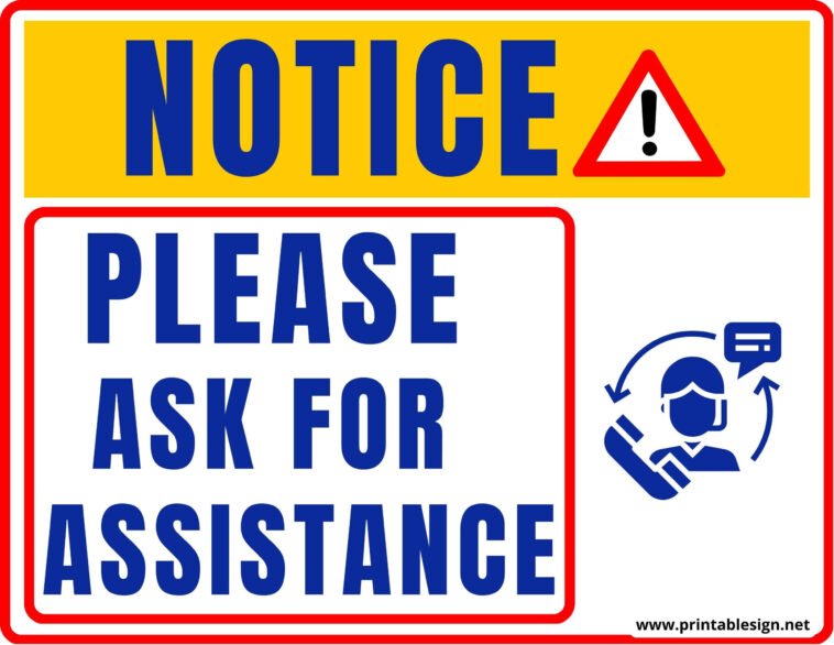 Please Ask For Assistance Sign Free Download