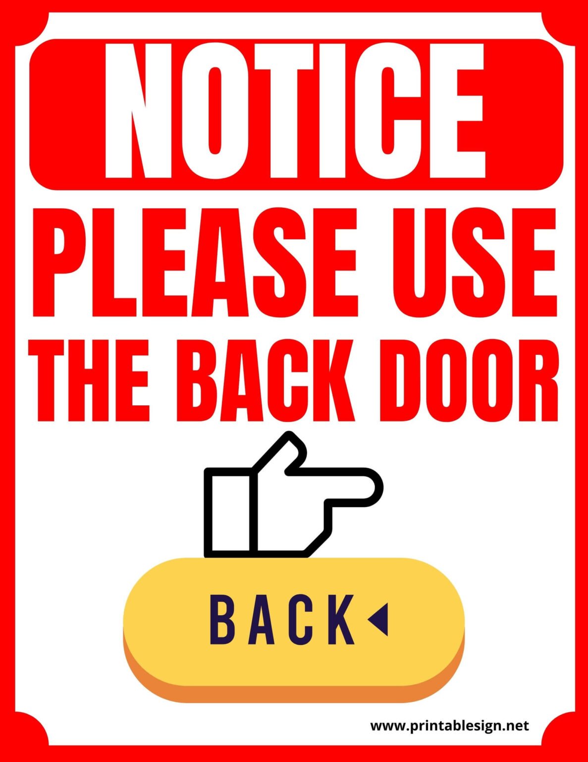 Please Use The Back Door Sign FREE Download