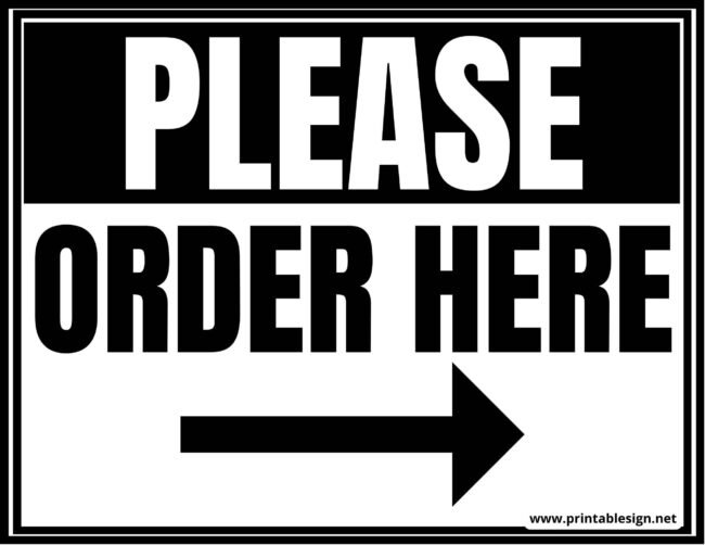Printable Please Order Here Sign