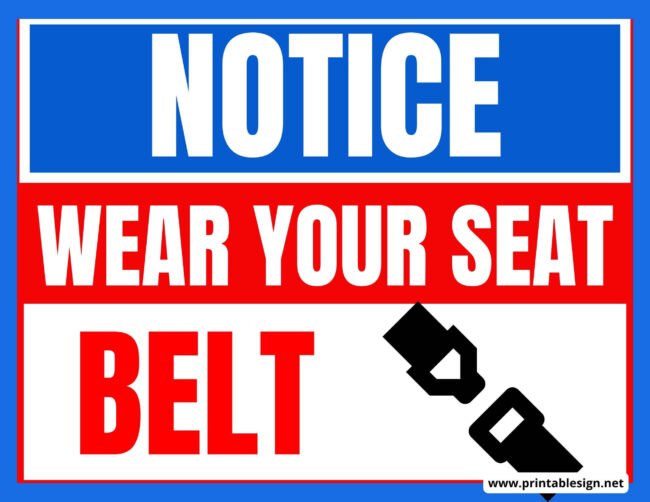 Printable Wear Seat belt Signs