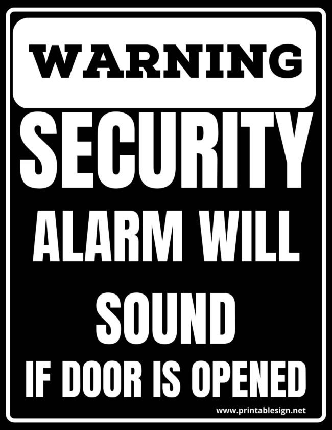 Security Alarm Door Sign