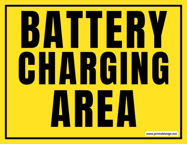 Battery Charging Area Sign