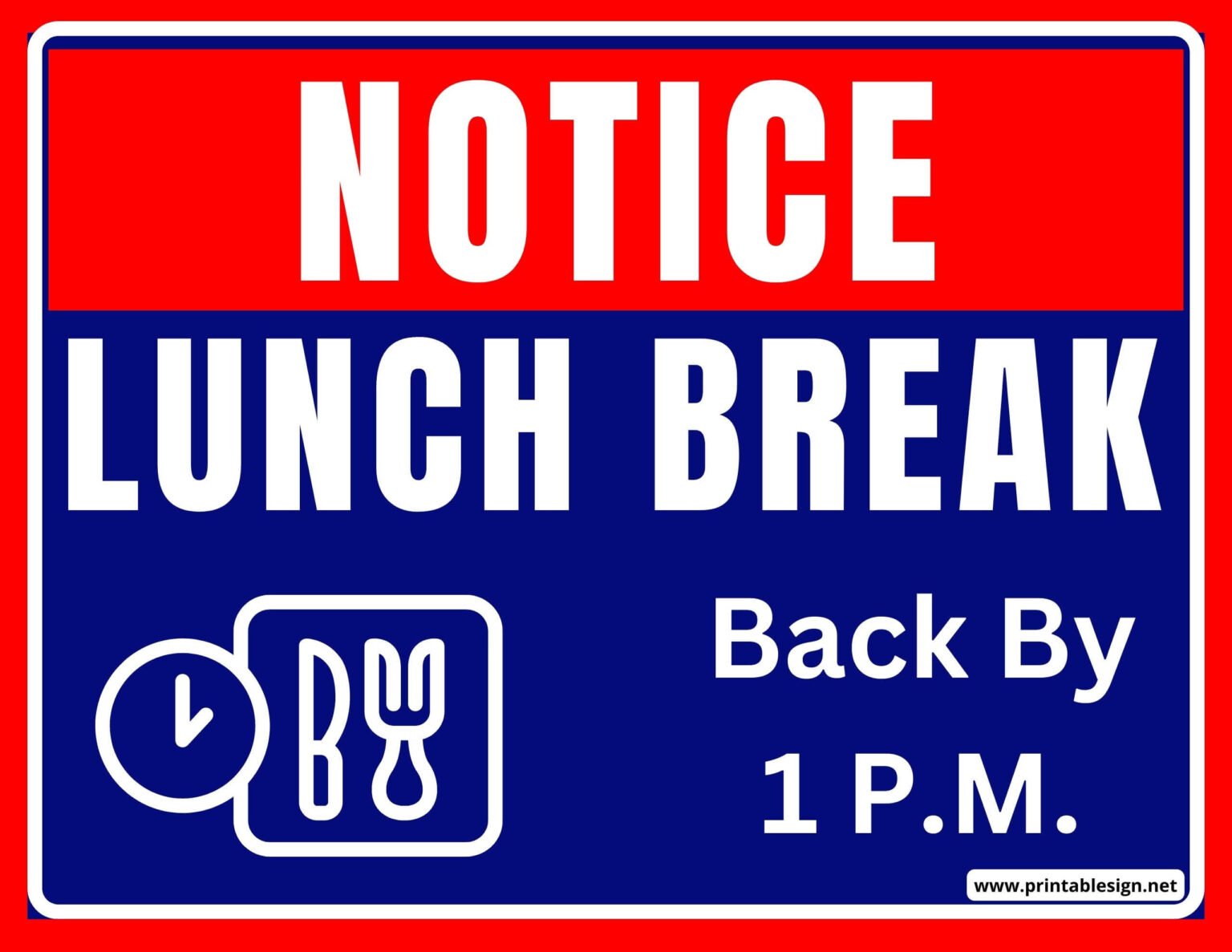 Break Lunch Sign FREE Download