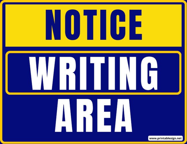 Writing Area Sign