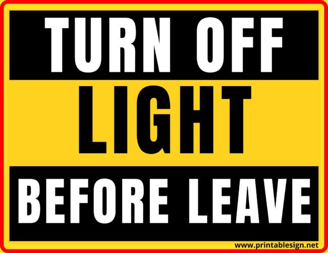 Free Printable Turn Off Light Signs