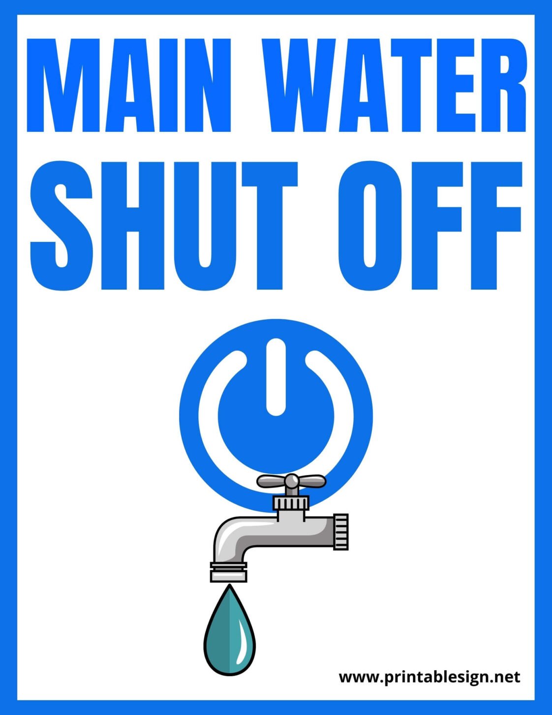 Main Water Shut Off Sign FREE Download