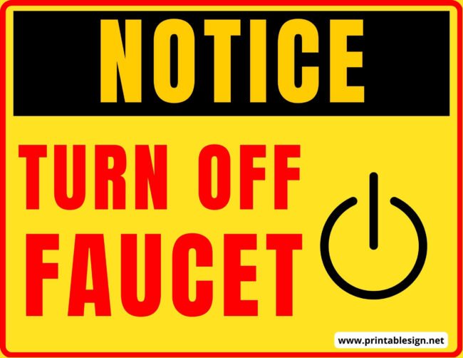 Turn Off Faucet Sign