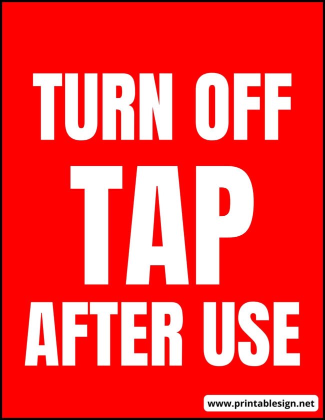 Turn Off Tap Sign
