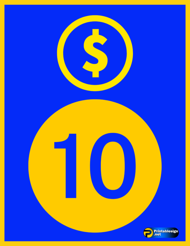 $ 10 sign