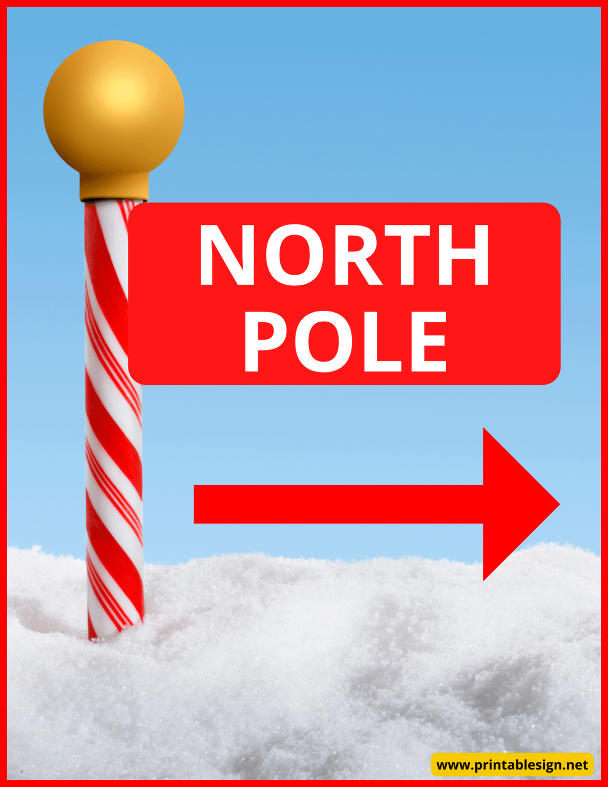 North Pole This Way Sign | FREE Download