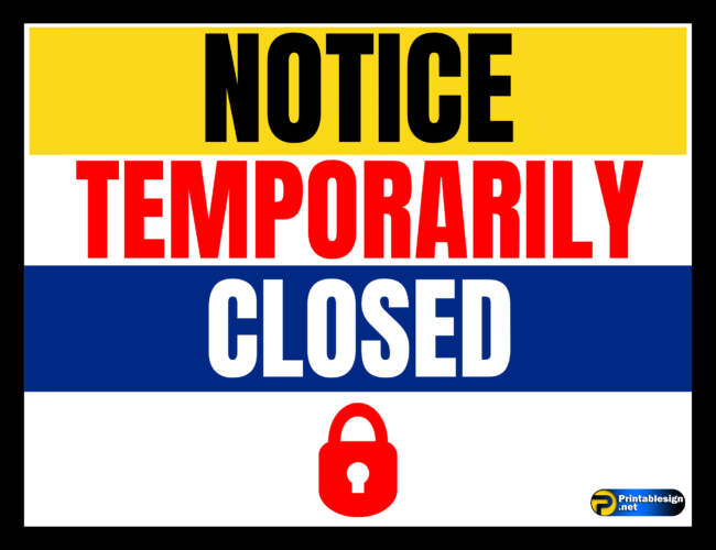 Temporarily Closed Sign