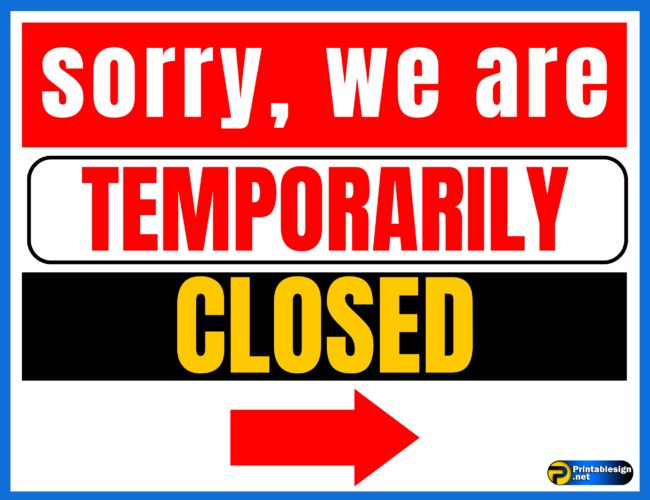 Temporarily Closed Sign Template